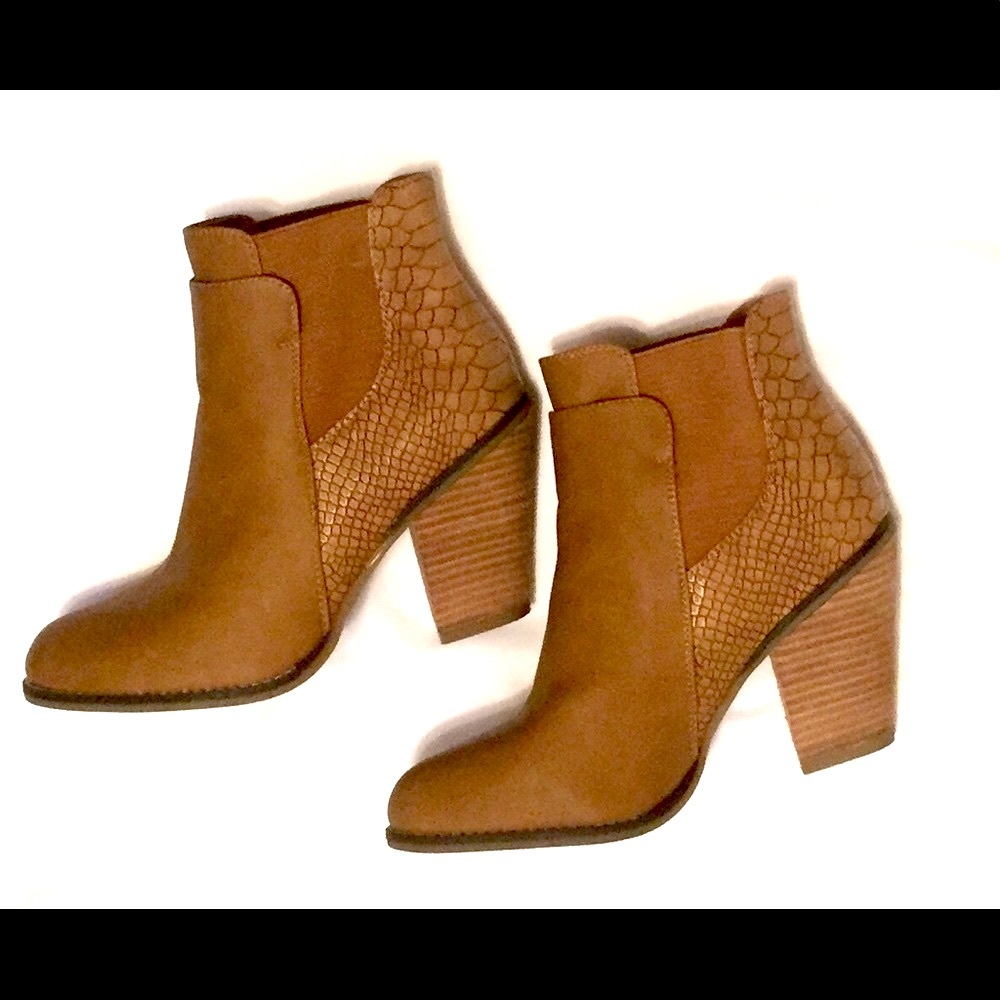 Cato Ankle Boots, Tan Slip-On with Heel, S…